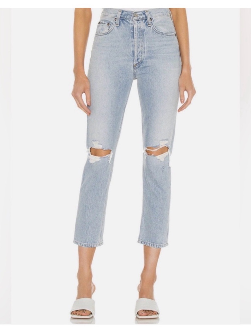 Agolde Riley Crop High-Rise  Straight Jeans in Clear Skies size 27